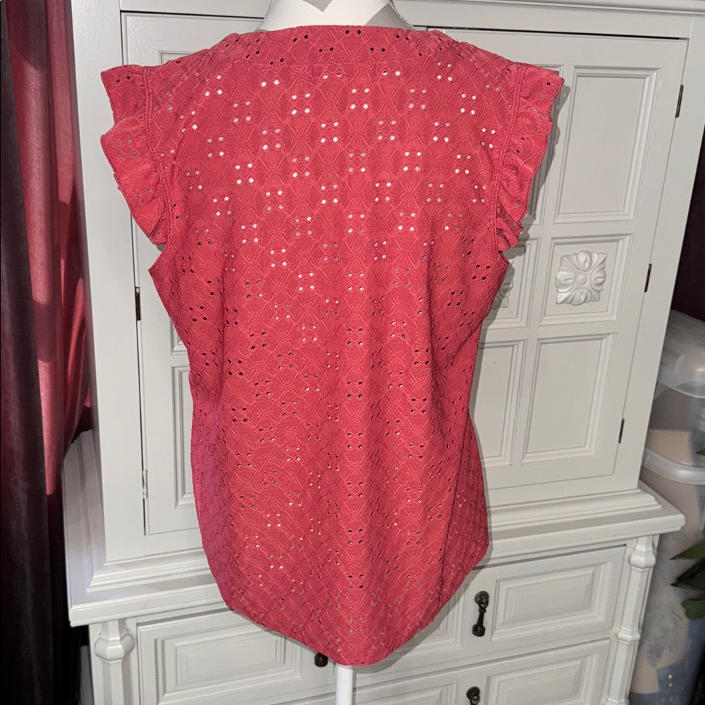 Mauve Top with Short Ruffled Sleeves by Perception Concept Size Large - Picture 6 of 8
